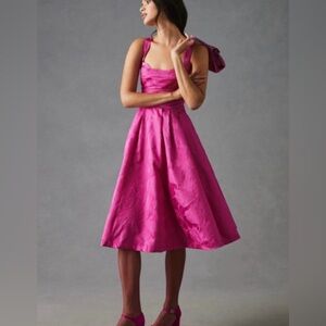 NWT Anthropologie Maeve Square-Neck Pink Jacquard Party Dress